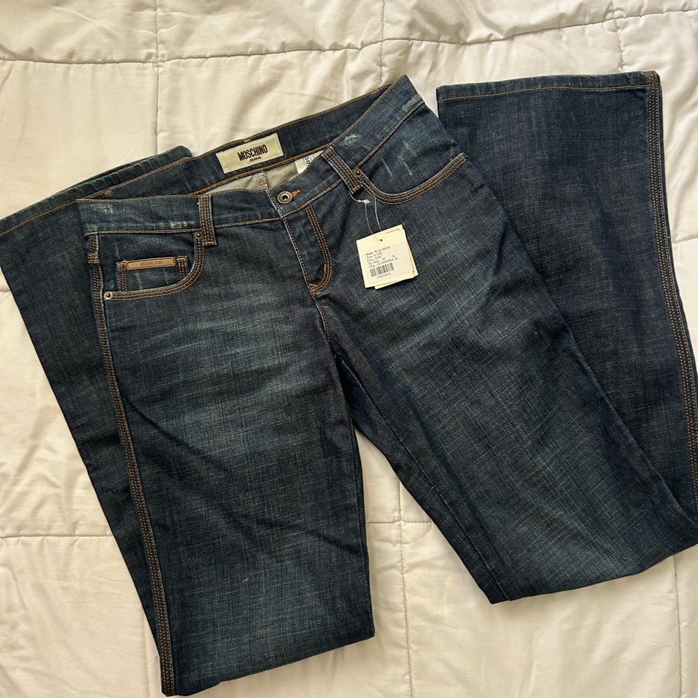 Moschino Dark Wash Heart Thread Pockets Size 30